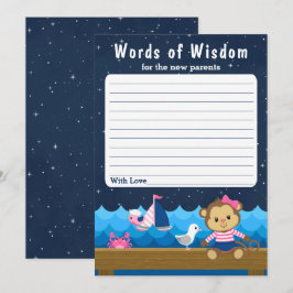 Nautical Girl Monkey Rosa and Navy Ord of Wisdom Inbjudningar