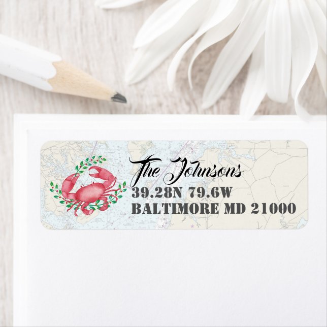 Nautical Glad helg från Baltimore Returadress Etikett (Insitu)