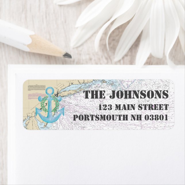 Nautical Glad helg från New Hampshire Returadress Etikett (Insitu)