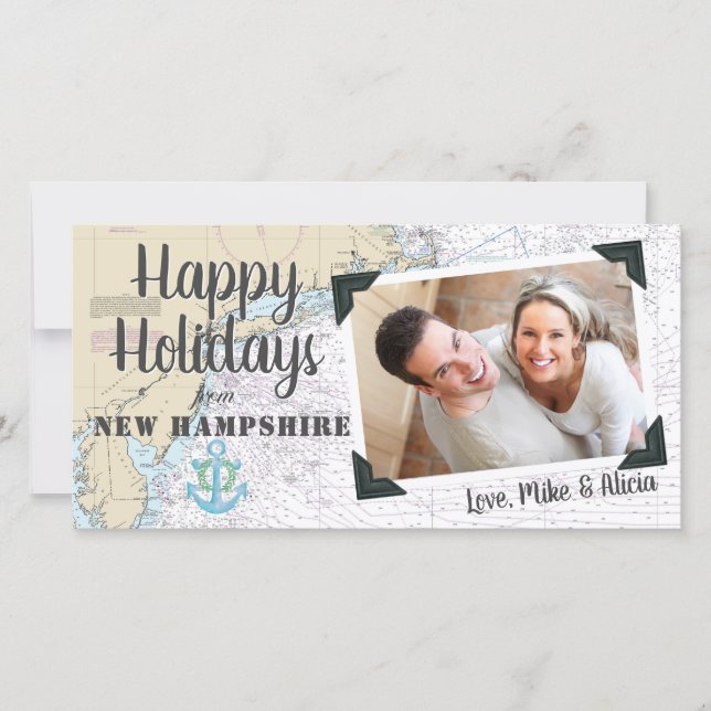 Nautical God Jul från New Hampshire Julkort (Framsida)