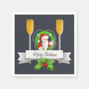 Nautical God jul /Santa/Oars & Life Ring Pappersservett