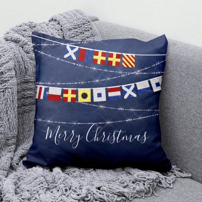 #Nautical God jul Signal Flagga Kudde (Skapare uppladdad)