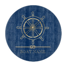 Nautical Gold Boat Wheel, Marinblå