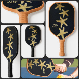 Nautical Golden Starfish Monogrammed Black