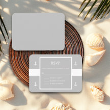 Nautical Grå Ankare Randiga Bröllop RSVP