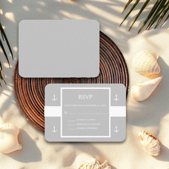 Nautical Grå Ankare Randiga Bröllop RSVP Tilläggskort (Skapare uppladdad)