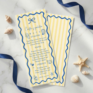 Nautical Graduation Party Menu Card | Blue Coastal Meny