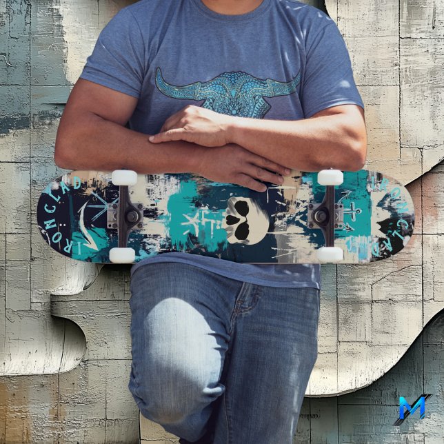 Nautical Graffiti-Inspired med Döskallar och Ancho Mini Skateboard Bräda 18,5 Cm (Skapare uppladdad)