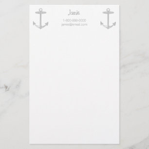 Nautical Grått Anchor Brevpapper