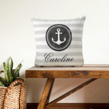 Nautical Grått, Black, White Rand Anchor