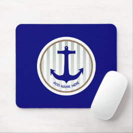 Nautical Grått Rand och Blue Anchor Musmatta