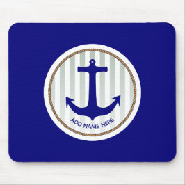 Nautical Grått Rand och Blue Anchor Musmatta