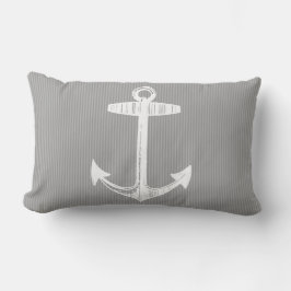 Nautical Grått Stripe Anchor Lumbarkudde