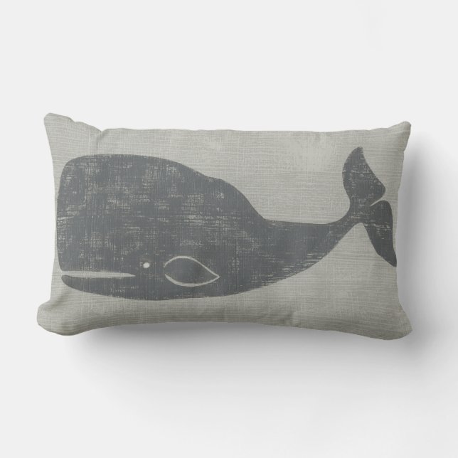 Nautical Grått Whale Lumbarkudde (Framsida)
