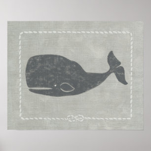 Nautical Grått Whale Poster
