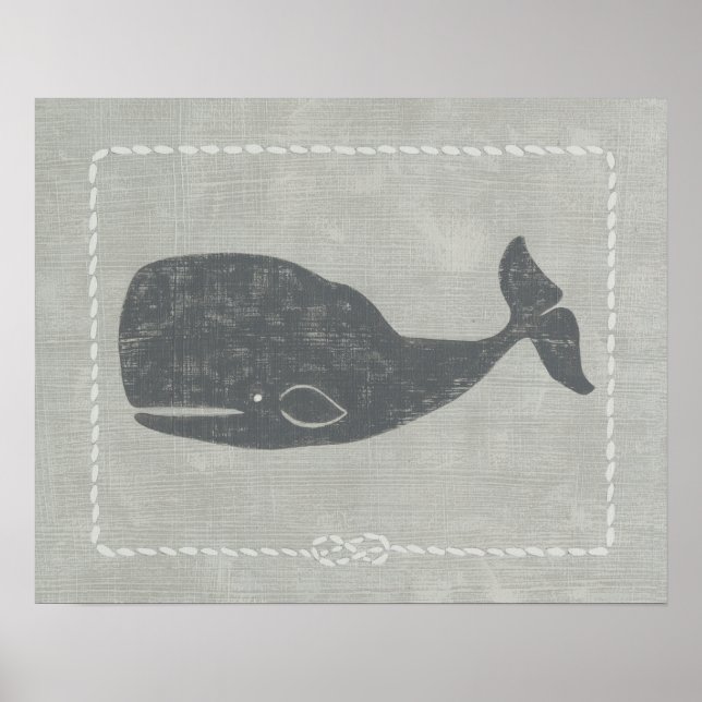 Nautical Grått Whale Poster (Framsidan)