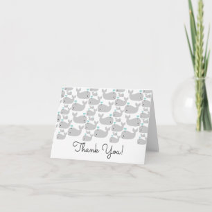 Nautical Grått Whales Baby Shower Tackkort