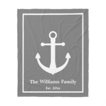 Nautical Grått & White Anchor & Last Name