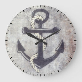 Nautical Grungy Anchor Rustic Wall Clock Stor Klocka