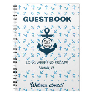 Nautical Guestbook Navy och light blue Anchor Anteckningsbok