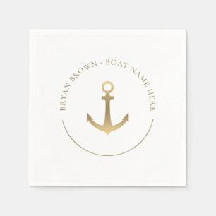 Nautical Guld Anchor - Boat Namn Napkins Pappersservett