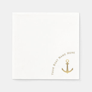Nautical Guld Anchor - Boat Namn Pappersservett