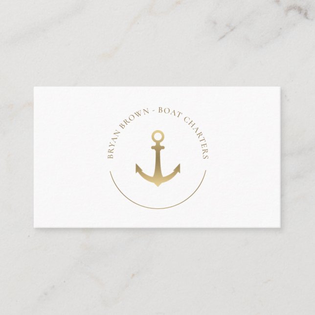 Nautical Guld Anchor Logotyp Visitkort (Framsida)