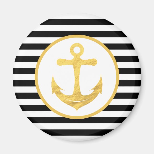 Nautical Guld Anchor och Black Rand Magnet (Framsidan)