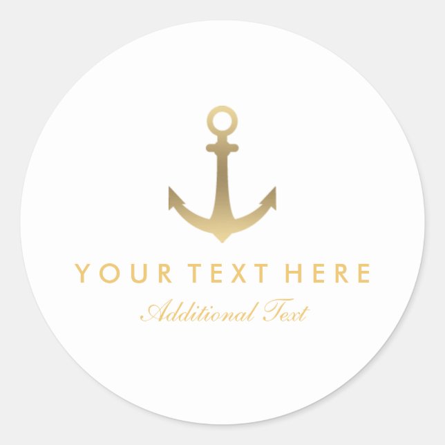 Nautical Guld Anchor Sticker Runt Klistermärke (Framsida)
