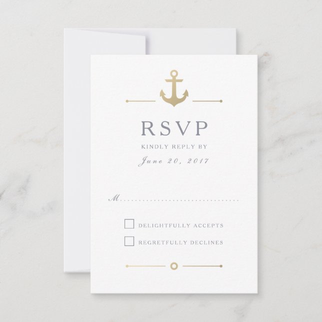 Nautical Guld Anchor White Response OSA kort (Framsida)