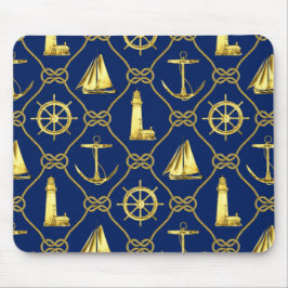 Nautical Guld Blue Lighthouse Sailboat Desk Musmatta