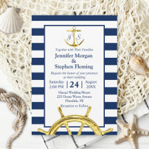 Nautical Guld och Navy Blue Rand Bröllop
