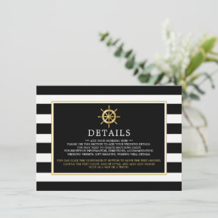 Nautical Guld Wheel, Black & Guld Bröllop Detail Tilläggskort