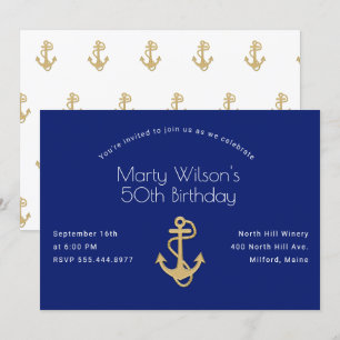 Nautical Hans Birthday-firandeinbjudan Inbjudningar