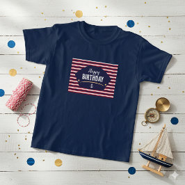 Nautical Happy Birthday Kids T-Shirt – Marinblå &