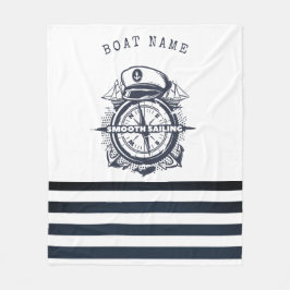 Nautical Hat, Anchor,Wheel Navy Blue Stripe Fleecefilt