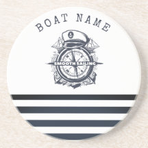 Nautical Hat, Anchor,Wheel Navy Blue Stripe