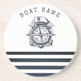 Nautical Hat, Anchor,Wheel Navy Blue Stripe Underlägg