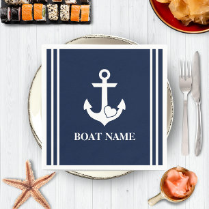 Nautical Heart Anchor Anpassningsbar Boat Namn Nav Pappersservett