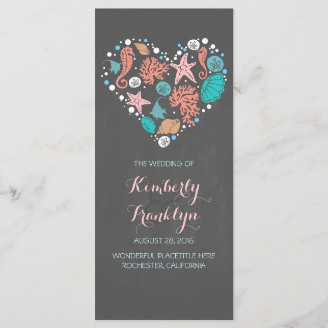 Nautical Heart Beach Wedding Program (Framsida)