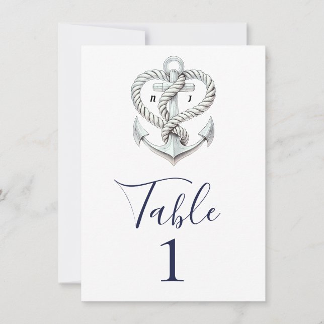 Nautical Heart Rope Anchor Coastal Bordsnummer (Framsida)