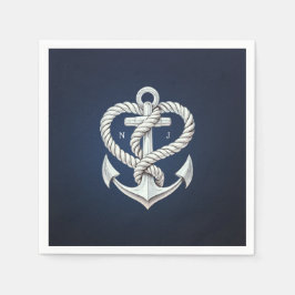 Nautical Heart Rope Anchor Coastal Navy Bröllop Pappersservett
