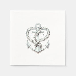 Nautical Heart Rope Anchor Kustnära Bröllop Pappersservett
