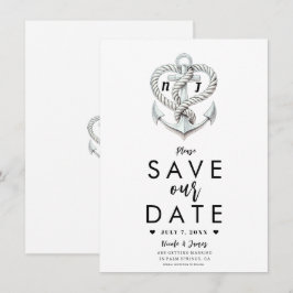 Nautical Heart Rope Anchor Kustnära Save the Date Inbjudningar