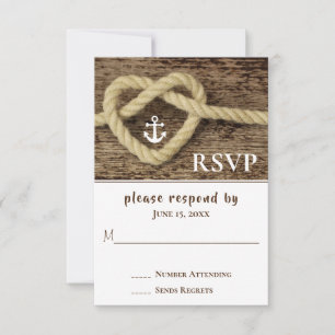 Nautical Heart Rope Knot och Anchor Bröllop OSA Kort
