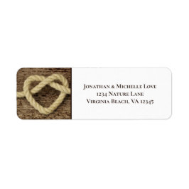 Nautical Heart Rope Knot Wood Background Adress Returadress Etikett