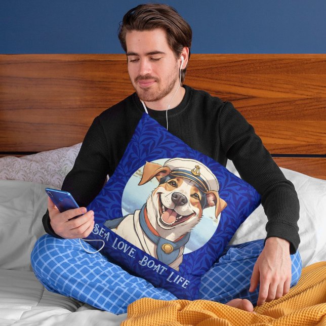 Nautical Hund Gifts for Boat Owners Sailors Boater Kudde (Nautical Dog Gifts for Boat Owners Sailors Boater)