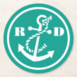 Nautical Initialer Underlägg Papper Rund