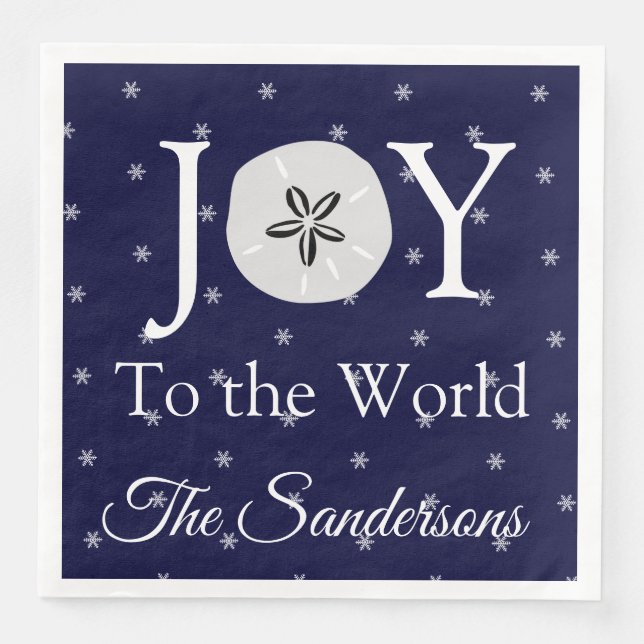 Nautical Joy Sandollar Blue White jul Pappersservett (Framsida)