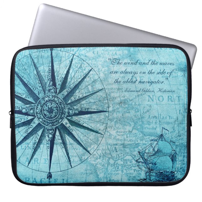 Nautical Karta Design Electronics Tablet Sleeve (Framsidan)
